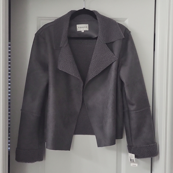 Vigoss Jackets & Blazers - NWT Vigoss Grey Sherpa Faux Suede Open Blazer Cardigan Large